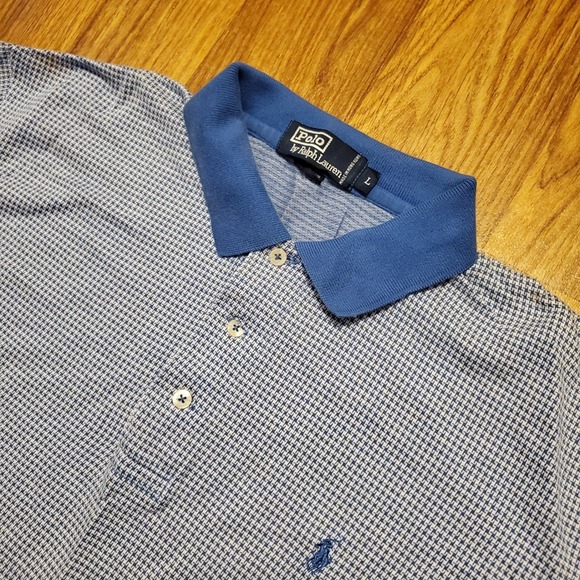 Polo Ralph Lauren Other - Vintage Polo Ralph Lauren Shirt Men Large Blue Houndstooth Polo Casual Preppy